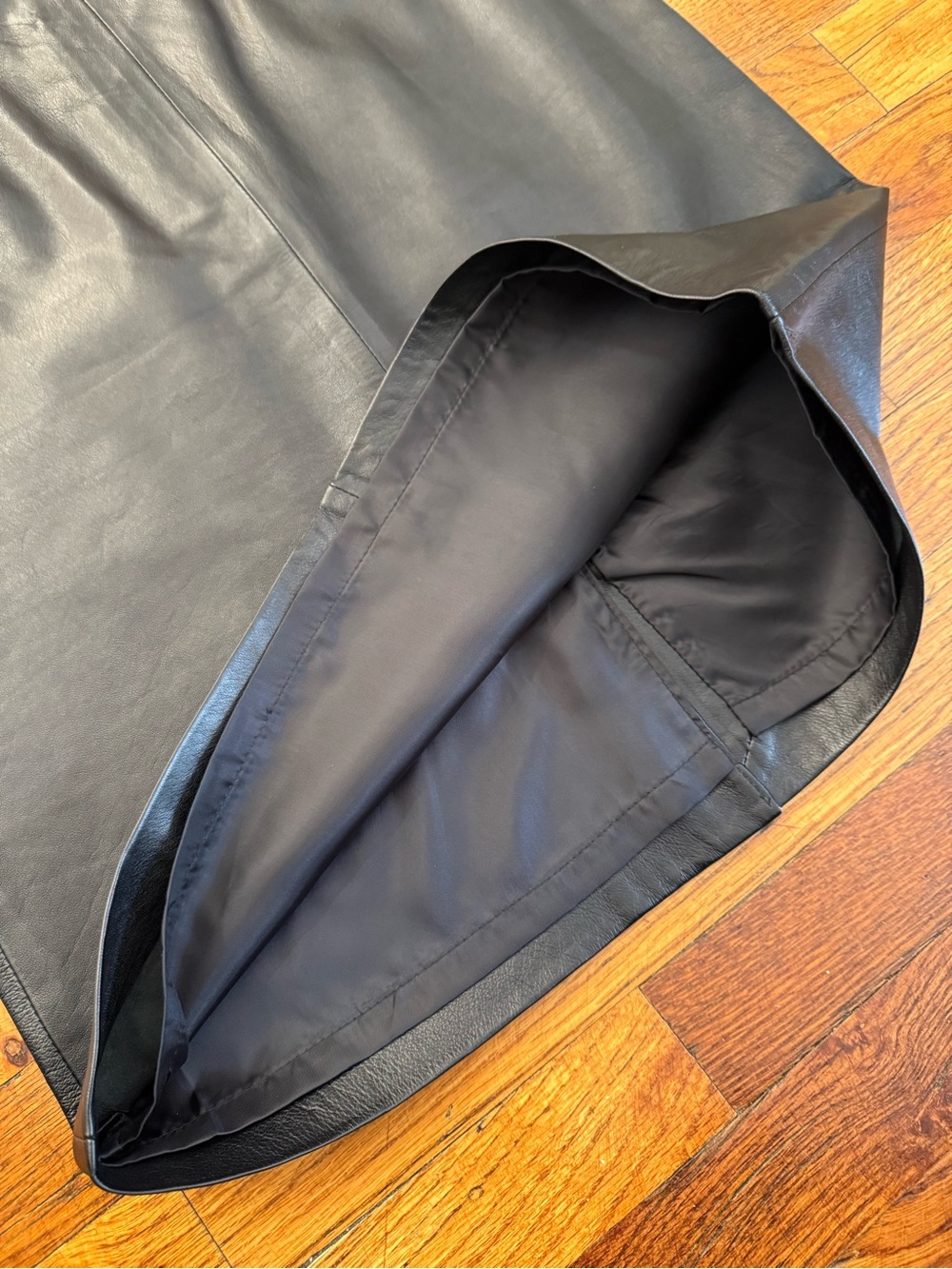Vintage Mixit Genuine Leather Straight Pencil Skirt Black Y2K Minimalist Size 6 - Picture 13 of 16